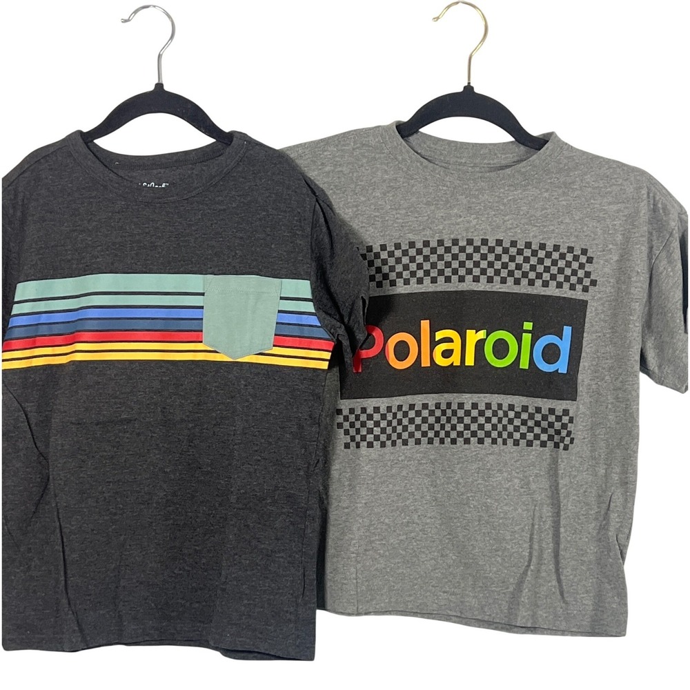 Old Navy Kids Gray Multi Color Short Sleeve Graphic Shirts Boys Small Bundle 2